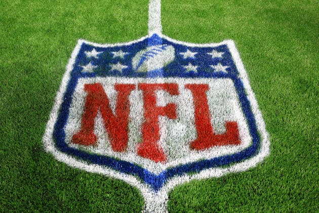 ATLANTA, GA - AUGUST 14: A view of he official NFL, American Football Herren, USA logo painted on the field after the Friday evening NFL preseason football game between the Atlanta Falcons and the Denver Broncos on August 14, 2026 at Mercedes-Benz Stadium in Atlanta, Georgia. (Photo by David J. Griffin Icon Sportswire) NFL: AUG 14 Broncos at Falcons EDITORIAL USE ONLY Icon9532608145381