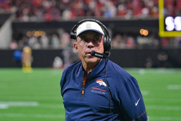 ATLANTA, GA - AUGUST 14: Denver head coach Sean Payton reacts during the NFL, American Football Herren, USA pre-season game between the Denver Broncos and the Atlanta Falcons on August 14th, 2026 at Mercedes-Benz Stadium in Atlanta, GA. (Photo by Rich von Biberstein Icon Sportswire) NFL: AUG 14 Broncos at Falcons EDITORIAL USE ONLY Icon260814044