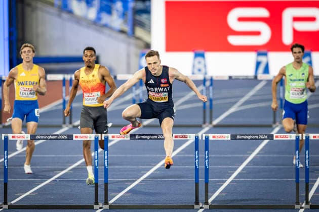 RECORD DATE NOT STATED 14th August 2026; Alexander Stadium, Birmingham, Midlands, England; 2026 European Athletics Championships, Day Five; Karsten Warholm (NOR) wins in a championship record time in the mens 400m hurdles GodfreyxPitt