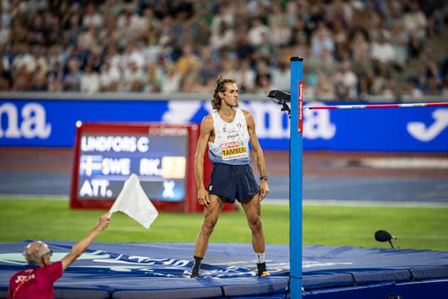 RECORD DATE NOT STATED 14th August 2026; Alexander Stadium, Birmingham, Midlands, England; 2026 European Athletics Championships, Day Five; Gianmarco Tamberi (ITA) celebrates winning the mens high jump GodfreyxPitt