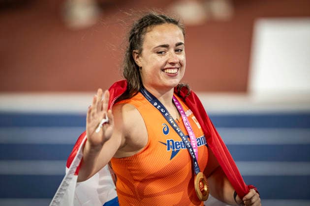 RECORD DATE NOT STATED 14th August 2026; Alexander Stadium, Birmingham, Midlands, England; 2026 European Athletics Championships, Day Five; Jorinde Van Klinken (NED) celebrates winning the womens discus GodfreyxPitt