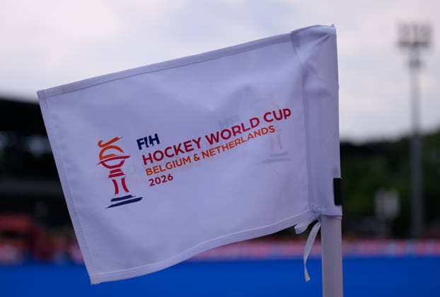 Hockey World Cup Day One Corner Flag. Opening match between Australia and Japan in the 2026 Women™s FIH Hockey World Cup at Wagener Stadium, Amstelveen 15 08 2026 UK Newspapers OUT Copyright: xGraemexWilcocksonx FIL-23774-0007