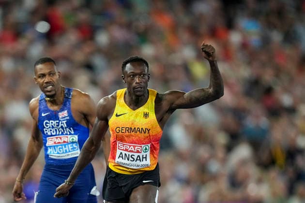 ATHLETICS - European Athletics Championships BIRMINGHAM,ENGLAND,14.AUG.26 - ATHLETICS - European Athletics Championships, 200m,Men. Image shows Owen Ansah (GER).  GEPAxpictures xRanjithxKumar