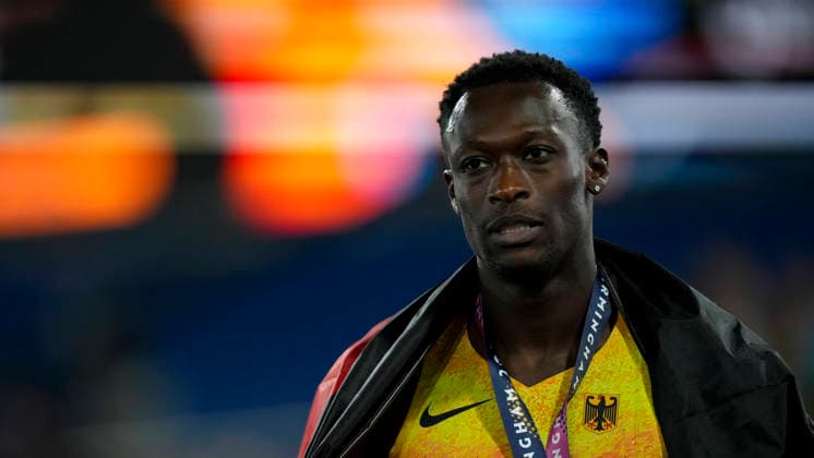 ATHLETICS - European Athletics Championships BIRMINGHAM,ENGLAND,14.AUG.26 - ATHLETICS - European Athletics Championships, 200m,Men. Image shows the rejoicing of Owen Ansah (GER). Keywords: medal.  GEPAxpictures xRanjithxKumar