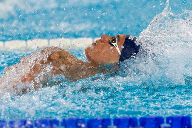 SWIMMING - EAC 2026 PARIS,FRANCE,15.AUG.26 - SWIMMING - European Aquatics Championships Paris 2026, 100m backstroke, men. Image shows Lukas Edl (AUT).  GEPAxpictures xPhilippxBrem