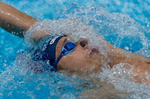 SWIMMING - EAC 2026 PARIS,FRANCE,15.AUG.26 - SWIMMING - European Aquatics Championships Paris 2026, 100m backstroke, men. Image shows Max Halbeisen (AUT).  GEPAxpictures xPhilippxBrem