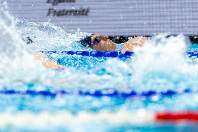 SWIMMING - EAC 2026 PARIS,FRANCE,15.AUG.26 - SWIMMING - European Aquatics Championships Paris 2026, 4x100m individual medley, men. Image shows Christian Giefing (AUT).  GEPAxpictures xPhilippxBrem