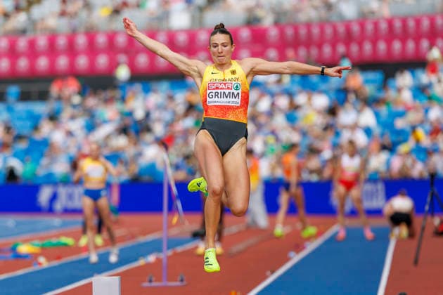 BIRMINGHAM, GREAT BRITAIN - AUGUST 15, 2026: Vanessa GRIMM (GER Germany) competing in the long jump of the heptathlon during the European Athletics Championships at Alexander Stadium on August 15, 2026 in Birmingham, Great Britain. Great Britain Copyright: xAxelxKohringx