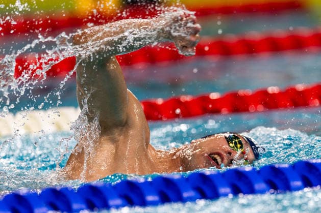 SWIMMING - EAC 2026 PARIS,FRANCE,15.AUG.26 - SWIMMING - European Aquatics Championships Paris 2026, 100m freestyle, men. Image shows Andreas Ernhofer (AUT).  GEPAxpictures xPhilippxBrem