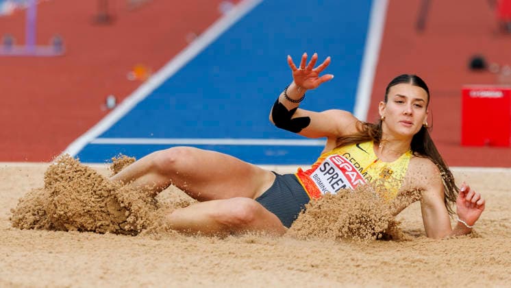 BIRMINGHAM, GREAT BRITAIN - AUGUST 15, 2026: Sandrina SPRENGEL (GER Germany) competing in the long jump of the heptathlon during the European Athletics Championships at Alexander Stadium on August 15, 2026 in Birmingham, Great Britain. Great Britain Copyright: xAxelxKohringx