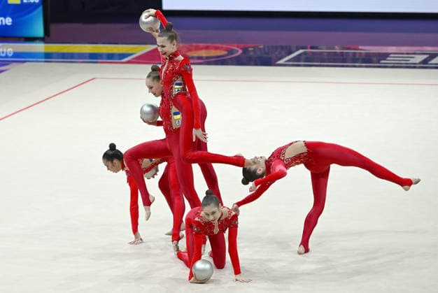 15.08.2026, xhbx, Rhythmische Sportgymnastik Weltmeisterschaft 2026, v.l. Team, Gruppe, Group, Mannschaft Ukraine Ball Frankfurt am Main *** August 15, 2026, xhbx, 2026 Rhythmic Gymnastics World Championships, v l Team, Group, Ukraine Ball, Frankfurt am Main