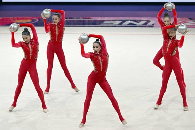15.08.2026, xhbx, Rhythmische Sportgymnastik Weltmeisterschaft 2026, v.l. Team, Gruppe, Group, Mannschaft Ukraine Ball Frankfurt am Main *** August 15, 2026, xhbx, 2026 Rhythmic Gymnastics World Championships, v l Team, Group, Ukraine Ball, Frankfurt am Main