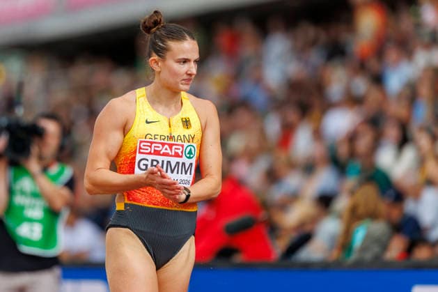BIRMINGHAM, GREAT BRITAIN - AUGUST 15, 2026: Vanessa GRIMM (GER Germany) competing in the long jump of the heptathlon during the European Athletics Championships at Alexander Stadium on August 15, 2026 in Birmingham, Great Britain. Great Britain Copyright: xAxelxKohringx