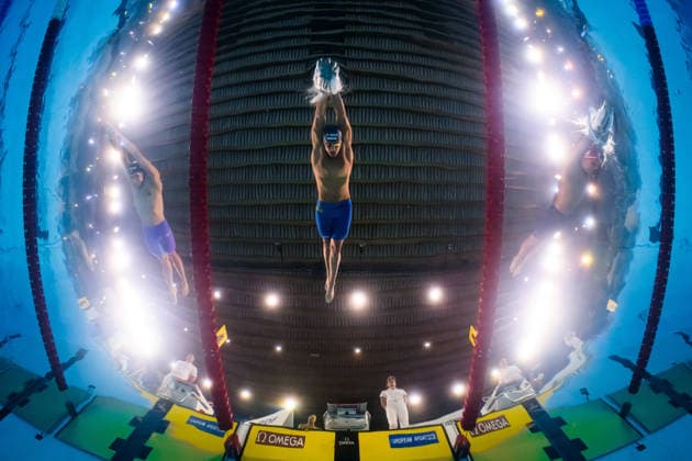 260815 Jarno Baschnitt of Germany, Ludvig Bartolek of Sweden and Tyler Melbourne-Smith of Great Britain compete in mixed 4x200 meters freestyle swimming relay heats during day 16 of the 2026 European Aquatics Championships on August 15, 2026 in Saint-Denis. Photo: Joel Marklund BILDBYRAN kod JM JM0844 bbeng simning swimming svomming 2026 european aquatics championships em lagkapp stafett Sverige Sweden *** August 15, 2026: Jarno Baschnitt of Germany, Ludvig Bartolek of Sweden, and Tyler Melbourne Smith of Great Britain compete in the mixed 4x200-meter freestyle swimming relay heats during Day 16 of the 2026 European Aquatics Championships on August 15, 2026 in Saint Denis. Photo by Joel Marklund. BILDBYRAN code JM JM0844 bbeng swimming 2026 European Aquatics Championships European Championships relay Sweden  Copyright: JOELxMARKLUND BB260815JM039