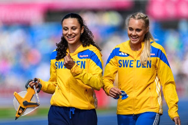260815 Ayla Hallberg Hossain of Sweden and Tilde Johansson of Sweden ahead of women™s long jump during day 6 of the 2026 European Athletics Championships on August 15, 2026 in Birmingham. Photo: Mathias Bergeld BILDBYRAN kod MB MT1071 friidrott athletics friidrett friidrotts-em em friidretts-em 2026 european athletics championships day 6 bbeng sverige long jump lengde längdhopp *** August 15, 2026: Ayla Hallberg Hossain of Sweden and Tilde Johansson of Sweden before the women’s long jump on Day 6 of the 2026 European Athletics Championships on August 15, 2026 in Birmingham. Photo by Mathias Bergeld, BILDBYRAN, code MB MT1071. track and field, athletics, friidrett, friidrotts EM, 2026 European Athletics Championships, Day 6, BBENG, Sweden, long jump, lengde, längdhopp  Copyright: MATHIASxBERGELD BB260815MB021