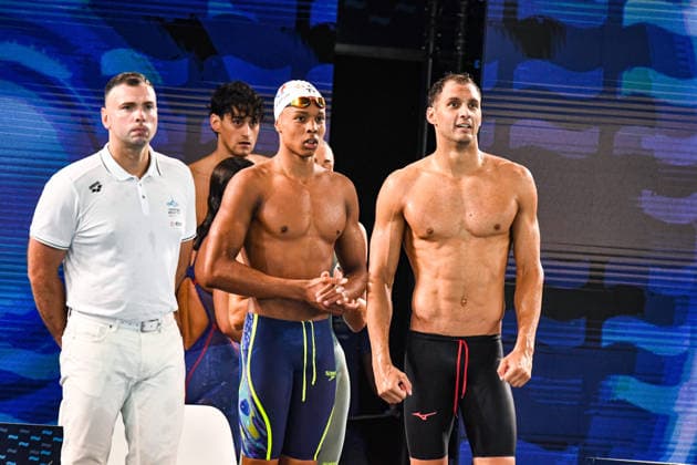 NATATION : Championnat d europe de natation 2026 - PARIS - 15 08 2026 Roman Fuchs (FRA) Sauveur Cristofini (FRA) Saint DenisFrance  Copyright: xBaptistexAutissierx