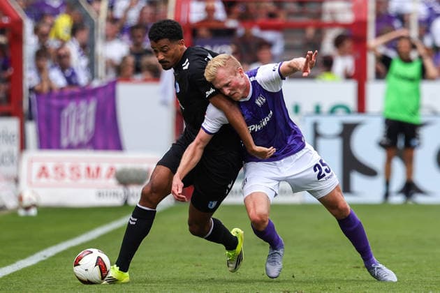 2026.08.15, xkwix, Fußball, 2. Bundesliga, VfL Osnabrück - 1. FC Magdeburg, Stadion an der Bremer Brücke, 2.Spieltag, Saison 2026 2027: Niklas Wiemann (VfL Osnabrueck 25) im Zweikampf gegen Emmanuel Iyoha (1. FC Magdeburg 8) DFB regulations prohibit any use of photographs as image sequences and or quasi-video. Photo: xKamilxWilkowskixPressefotoKochx Niedersachsen Deutschland *** August 15, 2026, xkwix, Soccer, 2. Bundesliga, VfL Osnabrück vs. 1. FC Magdeburg, Stadion an der Bremer Brücke, Matchday 2, 2026–2027 Season: Niklas Wiemann (VfL Osnabrück) 25 in a tackle against Emmanuel Iyoha (FC Magdeburg) 8. DFB regulations prohibit any use of photographs as image sequences and or quasi-video. Photo: xKamilxWilkowskixPressefotoKochx, LowerLower Saxony, Germany