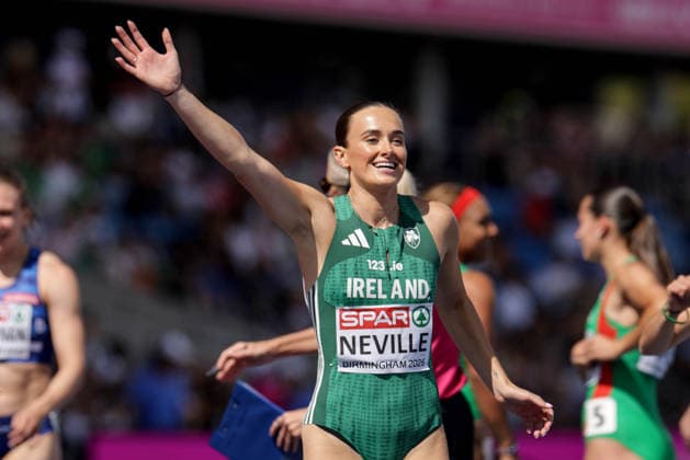 2026 European Athletics Championships, Alexander Stadium, Birmingham, England 15 8 2026 Women™s 4x100m Relay Ireland™s Ciara Neville celebrates after the race Ciara Neville celebrates after the race 15 8 2026  Copyright: xx 0S9A6606_1