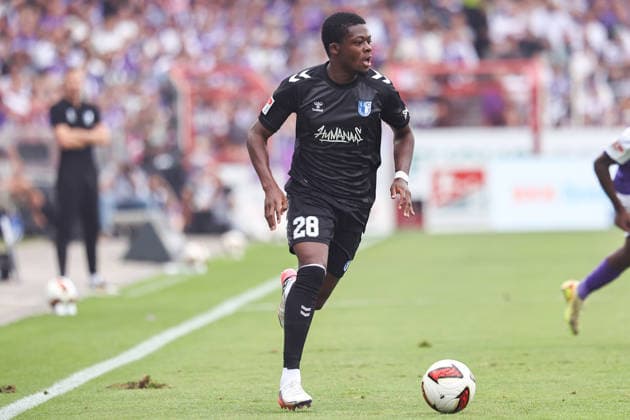 2026.08.15, xkwix, Fußball, 2. Bundesliga, VfL Osnabrück - 1. FC Magdeburg, Stadion an der Bremer Brücke, 2.Spieltag, Saison 2026 2027: Pierre Nadjombe (1. FC Magdeburg 28) DFB regulations prohibit any use of photographs as image sequences and or quasi-video. Photo: xKamilxWilkowskixPressefotoKochx Niedersachsen Deutschland *** August 15, 2026, xkwix, Soccer, 2. Bundesliga, VfL Osnabrück vs. 1. FC Magdeburg, Stadion an der Bremer Brücke, Matchday 2, 2026–2027 Season Pierre Nadjombe 1 FC Magdeburg 28 DFB regulations prohibit any use of photographs as image sequences and or quasi-video. Photo: xKamilxWilkowskixPressefotoKochx Lower Saxony, Germany
