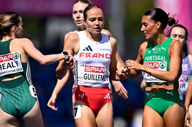 European Athletics Championships Birmingham 2026 - day 6 BIRMINGHAM, ENGLAND - AUGUST 15 : Guillemot Agathe (FRA) in action during the 4x100m on day 6 of the Birmingham 2026 European Athletics Championships on August 15, 2026 in Birmingham, England, 15 08 2026 Birmingham ENGLAND  Copyright: xTomasxSiskx