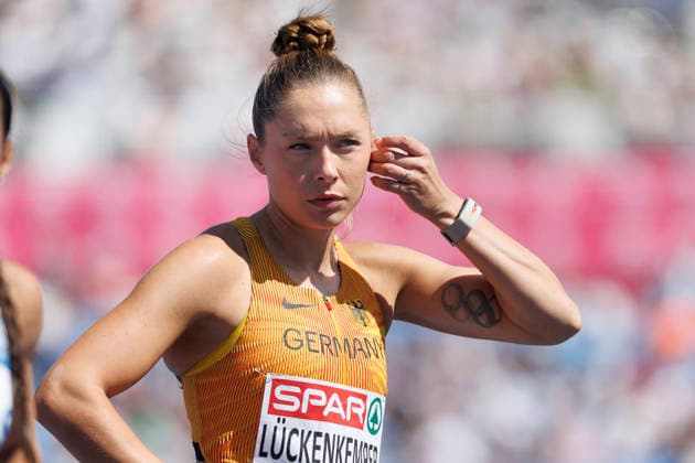BIRMINGHAM, GREAT BRITAIN - AUGUST 15, 2026: 4x100m women, qualification, Gina LÜCKENKEMPER (GER Germany) competing during the European Athletics Championships at Alexander Stadium on August 15, 2026 in Birmingham, Great Britain. Great Britain Copyright: xAxelxKohringx