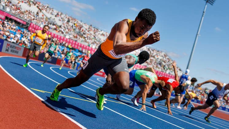 BIRMINGHAM, GREAT BRITAIN - AUGUST 15, 2026: 4x100m men, qualification, Heiko GUSSMANN (GER Germany), Lucas ANSAH-PEPRAH (GER Germany) competing during the European Athletics Championships at Alexander Stadium on August 15, 2026 in Birmingham, Great Britain. Great Britain Copyright: xAxelxKohringx