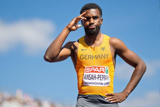 BIRMINGHAM, UNITED KINGDOM - AUGUST 15: Lucas Ansah-Peprah of Germany competes in the Men s 4x100m Relay during the European Athletics Championships at Alexander Stadium on August 15, 2026 in Birmingham, United Kingdom. England United Kingdom Copyright: xBEAUTIFULxSPORTS TobiasxLacknerx