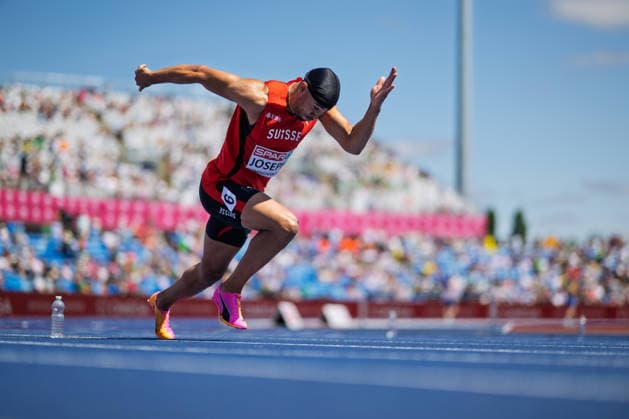 BIRMINGHAM, UNITED KINGDOM - AUGUST 15: Jason Joseph of Switzerland competes in the Men s 4x100m Relay during the European Athletics Championships at Alexander Stadium on August 15, 2026 in Birmingham, United Kingdom. England United Kingdom Copyright: xBEAUTIFULxSPORTS TobiasxLacknerx