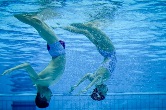 (260815) -- BUDAPEST, Aug. 15, 2026 -- Chen Xiuping Wang Ziyan (R) of China perform during the Mixed Duet Free Event of the World Aquatics Junior Artistic Swimming Championships in Budapest, Hungary, on Aug. 15, 2026. (Photo by Xinhua) (SP)HUNGARY-BUDAPEST-ARTISTIC SWIMMING-WORLD JUNIOR CHAMPIONSHIPS-MIXED DUET FREE DavidxBalogh 