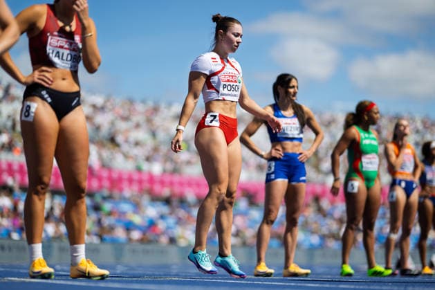 BIRMINGHAM, UNITED KINGDOM - AUGUST 15: Isabel Posch of Austria competes in the Women s 4x100m Relay during the European Athletics Championships at Alexander Stadium on August 15, 2026 in Birmingham, United Kingdom. England United Kingdom Copyright: xBEAUTIFULxSPORTS TobiasxLacknerx