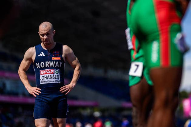 260815 Mathias Hove Johansen of Norway looks dejected after men s 4x100 meter relay during day 6 of the 2026 European Athletics Championships on August 15, 2026 in Birmingham. Photo: Mathias Bergeld BILDBYRAN kod MB MT1071 friidrott athletics friidrett friidrotts-em em friidretts-em 2026 european athletics championships day 6 bbeng stafett relay depp *** August 15, 2026: Mathias Hove Johansen of Norway looks dejected after the men’s 4x100-meter relay on Day 6 of the 2026 European Athletics Championships on August 15, 2026 in Birmingham. Photo by Mathias Bergeld, BILDBYRAN, code MB MT1071. track and field, athletics, friidrett, friidrotts EM, 2026 European Athletics Championships, Day 6, BBENG, relay, depp  Copyright: MATHIASxBERGELD BB260815MB086