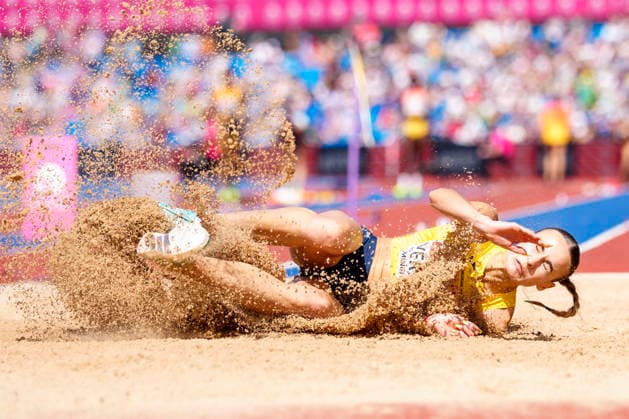 BIRMINGHAM, GREAT BRITAIN - AUGUST 15, 2026 : Ramona Elena VERMAN (ROU Romania) competing in the long jump qualification during the European Athletics Championships at Alexander Stadium on August 15, 2026 in Birmingham, Great Britain. Great Britain Copyright: xLeahxKohringx