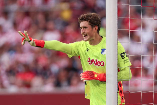 Torwart Lukas Bloendal Petersson (TSG Hoffenheim II) gestikuliert, Gestik waehrend des Spiels der 3. Liga zwischen Fortuna Duesseldorf und TSG 1899 Hoffenheim II, Merkur Spiel-Arena am 15. August 2026 in Duesseldorf, Deutschland. (Foto von Oliver Kaelke DeFodi Images) +++ Torwart Lukas Bloendal Petersson (TSG Hoffenheim II) gestures during the 3. Liga match between Fortuna Duesseldorf and TSG 1899 Hoffenheim II at Merkur Spiel-Arena on August 15, 2026 in Dusseldorf, Germany. (Photo by Oliver Kaelke DeFodi Images) DFB DFL REGULATIONS PROHIBIT ANY USE OF PHOTOGRAPHS AS IMAGE SEQUENCES AND OR QUASI-VIDEO. (Photo by Oliver Kaelke DeFodi Images) - *** Goalkeeper Lukas Bloendal Petersson of TSG Hoffenheim II gestures during the 3. Liga match between Fortuna Düsseldorf and TSG 1899 Hoffenheim II at the Merkur Spiel Arena on August 15, 2026, in Düsseldorf, Germany. Photo by Oliver Kaelke, DeFodi Images. Goalkeeper Lukas Bloendal Petersson of TSG Hoffenheim II gestures during the 3. Liga match between Fortuna Düsseldorf and TSG 1899 Hoffenheim II at Merkur Spiel Arena on August 15, 2026 in Düsseldorf, Germany. Photo by Oliver Kaelke, DeFodi Images. DFB and DFL regulations prohibit any use of photographs as image sequences and or quasi-video. Photo by Oliver Kaelke, DeFodi Images.