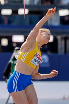 BIRMINGHAM, GREAT BRITAIN - AUGUST 15, 2026: Erika WÄRFF (SWE Sweden) competing in the javelin throw of the heptathlon during the European Athletics Championships at Alexander Stadium on August 15, 2026 in Birmingham, Great Britain. Great Britain Copyright: xAxelxKohringx