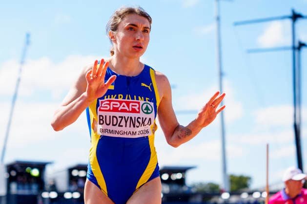 BIRMINGHAM, GREAT BRITAIN - AUGUST 15, 2026 : Iryna BUDZYNSKA (UKR Ukraine) competing in the long jump qualification during the European Athletics Championships at Alexander Stadium on August 15, 2026 in Birmingham, Great Britain. Great Britain Copyright: xLeahxKohringx