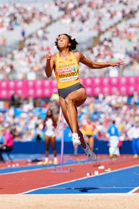 BIRMINGHAM, GREAT BRITAIN - AUGUST 15, 2026 : Malaika MIHAMBO (GER Germany) competing in the long jump qualification during the European Athletics Championships at Alexander Stadium on August 15, 2026 in Birmingham, Great Britain. Great Britain Copyright: xLeahxKohringx