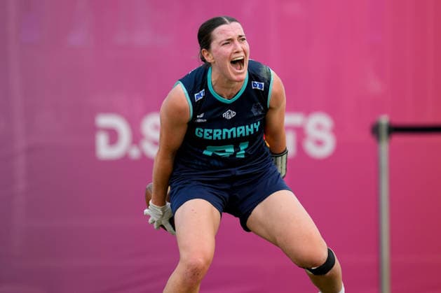 Ellen Marie Riess (Germany) celebrates during the Women s 2026 IFAF Flag Football World Championships quarter-final match between USA v Germany at Flag Football Complex Dusseldorf-Garath on August 15, 2026 in Dusseldorf, Germany. (Photo by Alex Gottschalk DeFodi Images) - *** Ellen Marie Riess of Germany celebrates during the quarterfinal match of the 2026 IFAF Women’s Flag Football World Championships between the U.S. and Germany at the Flag Football Complex Düsseldorf-Garath on August 15, 2026, in Düsseldorf, Germany. Photo by Alex Gottschalk, DeFodi Images