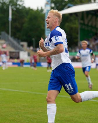 15.08.2026, Hänsch-Arena, Meppen, GER, 3. Liga, 2. Spieltag: SV Meppen vs SG Sonnenhof Großaspach, Luca Prasse (SV Meppen 31) jubelt nach seinem 2:0-Treffer DFL REGULATIONS PROHIBIT ANY USE OF PHOTOGRAPHS AS IMAGE SEQUENCES AND OR QUASI-VIDEO. Meppen Niedersachsen Hänsch-Arena *** August 15, 2026, Hänsch Arena, Meppen, GER, 3rd Division, Matchday 2: SV Meppen vs. SG Sonnenhof Großaspach, Luca Prasse of SV Meppen 31 celebrates after scoring the 2–0 goal. DFL REGULATIONS PROHIBIT ANY USE OF PHOTOGRAPHS AS IMAGE SEQUENCES AND OR QUASI-VIDEO. Meppen, Lower Saxony, Hänsch Arena