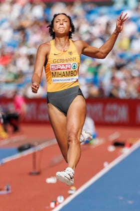 BIRMINGHAM, GREAT BRITAIN - AUGUST 15, 2026: Malaika MIHAMBO (GER Germany) competing in the long jump qualification round during the European Athletics Championships at Alexander Stadium on August 15, 2026 in Birmingham, Great Britain. Great Britain Copyright: xAxelxKohringx