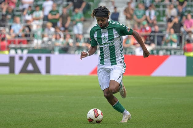 Samuel Mbangula (SV Werder Bremen 7), SV Werder Bremen - AJ Auxerre, Fussball, Bundesliga, Testspiel, 15.8.2026 DFB regulations prohibit any use of photographs as image sequences and or quasi-video Bremen Bremen Deutschland *** Samuel Mbangula, SV Werder Bremen 7, SV Werder Bremen vs. AJ Auxerre, soccer, Bundesliga, friendly match, August 15, 2026. DFB regulations prohibit any use of photographs as image sequences and or quasi-video. Bremen, Bremen, Germany Copyright: xkolbert-press BurghardxSchreyerx