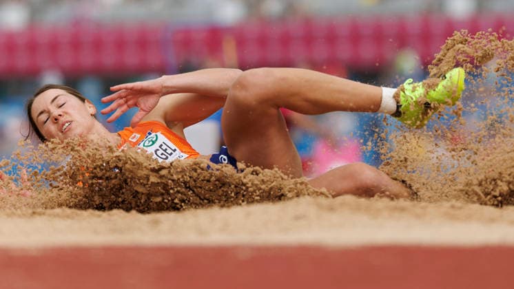 BIRMINGHAM, GREAT BRITAIN - AUGUST 15, 2026: Emma OOSTERWEGEL (NED Netherlands) competing in the long jump of the heptathlon during the European Athletics Championships at Alexander Stadium on August 15, 2026 in Birmingham, Great Britain. Great Britain Copyright: xAxelxKohringx