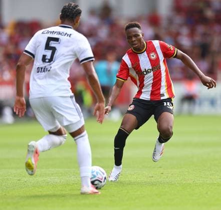 Mamadou Sangare of Brentford Brentford v Eintracht Frankfurt, Pre Season Friendly, Football, Gtech Community Stadium, London, UK - 15 Aug 2026London Gtech Community Stadium United Kingdom EDITORIAL USE ONLY No use with unauthorised audio, video, data, fixture lists, club league logos or live services. Online in-match use limited to 120 images, no video emulation. No use in betting, games or single club league player publications.  Copyright: xMichaelxZemanek Shutterstockx 17070130l