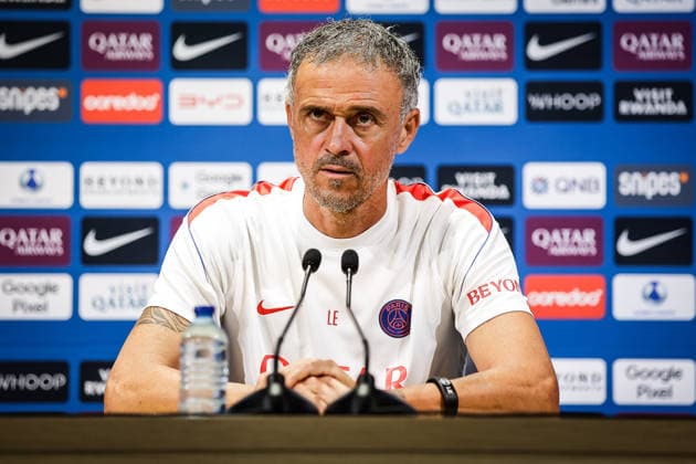August 15, 2026, Poissy, France, France: Luis ENRIQUE of PSG during a Paris Saint-Germain press conference, PK, Pressekonferenz at Campus PSG on August 15, 2026 in Poissy near Paris, France. Poissy France - ZUMAm308 20260815_zsp_m308_015 Copyright: xMatthieuxMirvillex