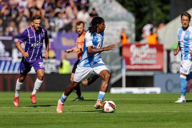 15.08.2026, GER, Regionalliga Nord-Ost, 3. Spieltag, Saison 2026 2027), Chemnitz, Chemnitzer FC - FC Erzgebirge Aue Ken Tchouangue (Chemnitzer FC 20) Einzelaktion Aktion Chemnitz eins-Stadion - An der Gellertstraße Sachsen Deutschland *** August 15, 2026, GER, Regionalliga North East, Matchday 3, 2026–2027 season, Chemnitz, Chemnitzer FC vs. FC Erzgebirge Aue, Ken Tchouangue, Chemnitzer FC, 20, individual play, play, Chemnitz, An der Gellertstraße Stadium, Saxony, Germany Copyright: xnordphotoxGmbHx xTrienitzx
