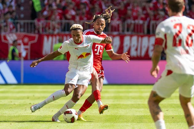Serge Gnabry 7 (FC Bayern Muenchen), Sacha Boey 23 (FC Bayern Muenchen), FC Bayern Muenchen - RB Leipzig, Fussball, Telekom Cup, Freundschaftsspiel, 15.08.2026 DFB regulations prohibit any use of photographs as image sequences and or quasi-video Muenchen Bayern Deutschland *** Serge Gnabry 7 FC Bayern Munich, Sacha Boey 23 FC Bayern Munich, FC Bayern Munich vs. RB Leipzig, Soccer, Telekom Cup, Friendly Match, August 15, 2026. DFB regulations prohibit any use of photographs as image sequences and or quasi-video. Munich, Bayern, Germany Copyright: xkolbert-press UlrichxGamelx