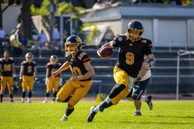 Nicholas Semptimphelter (Munich Cowboys, 09 Quarter Back) Munich Cowboys vs ifm Razorbacks Ravensburg, American Football, German Football League, Week 15, 2026, 15.08.2026, Munich Dantestadion Bayern Germany Copyright: xPFA SebastianxJustx