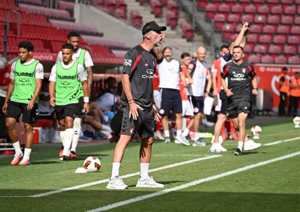 15.08.2026, xsltx, Fussball Testspiel, FSV Mainz 05 - AFC Bournemouth v.l. Marco Rose (Cheftrainer AFC Bournemouth) (DFL DFB REGULATIONS PROHIBIT ANY USE OF PHOTOGRAPHS as IMAGE SEQUENCES and or QUASI-VIDEO) *** August 15, 2026, xsltx, soccer friendly match, FSV Mainz 05 vs. AFC Bournemouth, Marco Rose, head coach of AFC Bournemouth. DFL and DFB regulations prohibit any use of photographs as image sequences and or quasi-video.