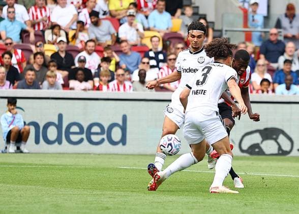Dango Quattara of Brentford scores their sides fourth goal Brentford v Eintracht Frankfurt, Pre Season Friendly, Football, Gtech Community Stadium, London, UK - 15 Aug 2026London Gtech Community Stadium United Kingdom EDITORIAL USE ONLY No use with unauthorised audio, video, data, fixture lists, club league logos or live services. Online in-match use limited to 120 images, no video emulation. No use in betting, games or single club league player publications.  Copyright: xMichaelxZemanek Shutterstockx 17070130y