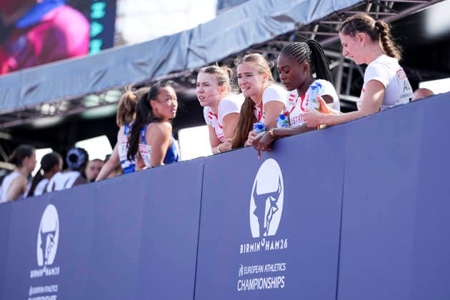 ATHLETICS - European Athletics Championships BIRMINGHAM,ENGLAND,15.AUG.26 - ATHLETICS - European Athletics Championships, 4x100m, relay, Women. Image shows Isabel Posch, Karin Strametz, Christania Williams and Magdalena Lindner (AUT) .  GEPAxpictures xRanjithxKumar
