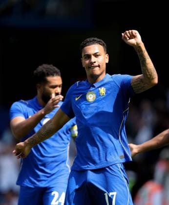 Morgan Rogers of Chelsea celebrates scoring his team s first goal of the match Chelsea v Real Sociedad, Pre Season Friendly, Football, Stamford Bridge, London, UK, 15 08 2026, England - 15 Aug 2026London Stamford Bridge England United Kingdom  Copyright: xHanc WiredxPhotos Shutterstockx 17084257ca